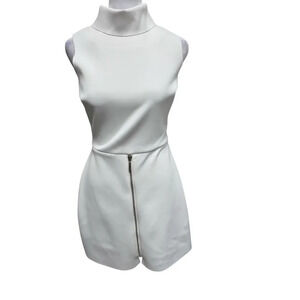 Marciano Mock Neck White Fit & Flare Dress Size Small Stretch Hoco